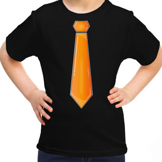 Bellatio Decorations Verkleed t-shirt voor kinderen - stropdas - zwart - meisje- carnaval/themafeest L (140-152)