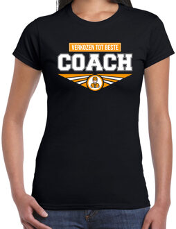 Bellatio Decorations Verkozen tot beste coach t-shirt zwart dames - Cadeau shirt 2XL