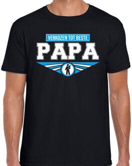 Bellatio Decorations Verkozen tot beste papa t-shirt zwart heren - Vaderdag / verjaardag shirt 2XL