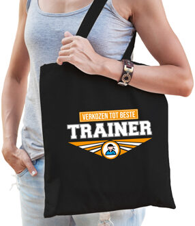 Bellatio Decorations Verkozen tot beste trainer katoenen tas zwart voor dames - cadeau tasjes