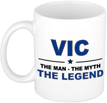 Bellatio Decorations Vic The man, The myth the legend collega kado mokken/bekers 300 ml Donkerblauw