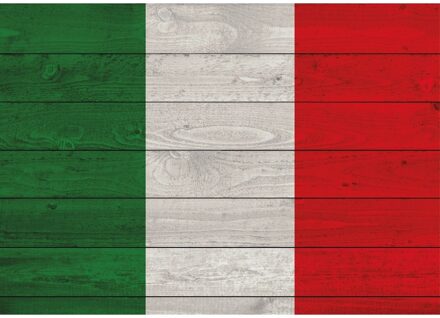 Bellatio Decorations Vintage Italiaanse vlag op hout poster 84 cm