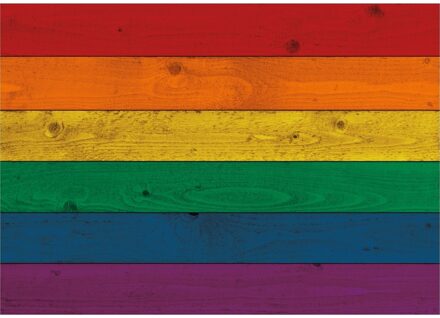 Bellatio Decorations Vintage poster met vlag regenboog LBGT 84 cm - Feestposters Multikleur