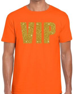 Bellatio Decorations VIP glitter goud t-shirt oranje heren