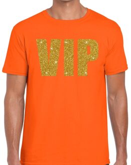 Bellatio Decorations VIP glitter goud t-shirt oranje voor heren 2XL - Feestshirts