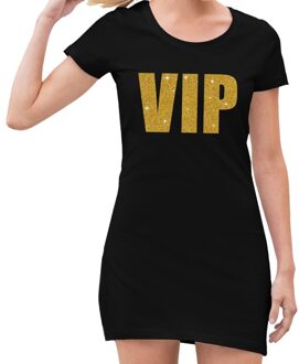 Bellatio Decorations VIP tekst jurkje zwart met gouden glitter letters dames L (42)