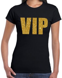 Bellatio Decorations VIP tekst t-shirt zwart met gouden glitter letters dames 2XL