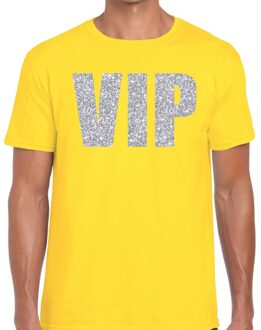 Bellatio Decorations VIP zilver glitter tekst t-shirt geel heren 2XL