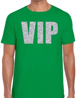 Bellatio Decorations VIP zilver glitter tekst t-shirt groen heren S