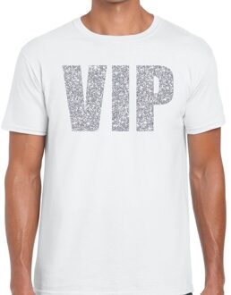 Bellatio Decorations VIP zilver glitter tekst t-shirt wit heren M