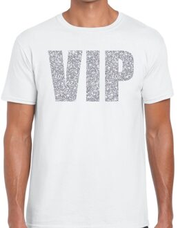 Bellatio Decorations VIP zilver glitter tekst t-shirt wit heren