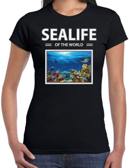 Bellatio Decorations Vissen t-shirt met dieren foto sealife of the world zwart voor dames