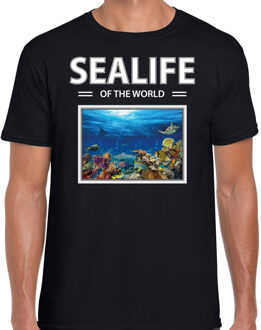 Bellatio Decorations Vissen t-shirt met dieren foto sealife of the world zwart voor heren