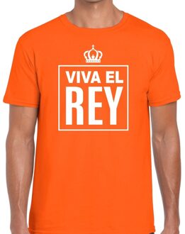 Bellatio Decorations Viva el Rey Spaanstalig shirt oranje heren S - Feestshirts