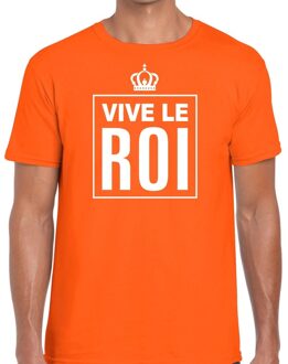 Bellatio Decorations Vive le Roi Franse tekst shirt oranje heren 2XL - Feestshirts