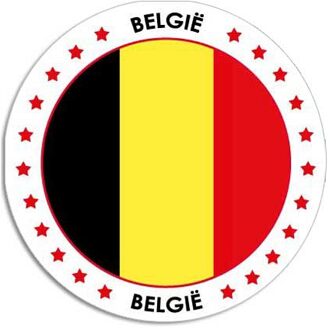 Bellatio Decorations Vlag Belgie stickers - rond - D14,8 cm - Belgische vlag - Landen thema