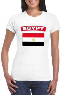 Bellatio Decorations Vlag Egypte t-shirt - wit - vlag van het land print - voor dames - korte mouwen - supporters