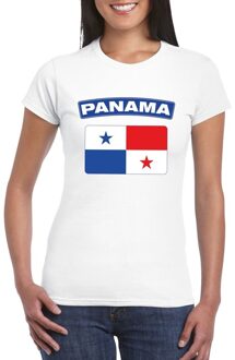 Bellatio Decorations Vlag Panama t-shirt - wit - vlag van het land print - voor dames - korte mouwen - supporters
