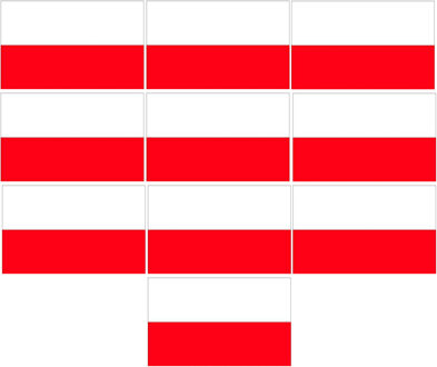 Bellatio Decorations Vlag Polen stickers - 10x - A7 formaat - 7.5 x 10 cm - landen versiering - feestartikelen