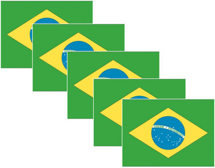 Bellatio Decorations Vlag van Brazilie stickers - 20x - 7 x 10 cm - Landen - Braziliaanse vlaggetjes