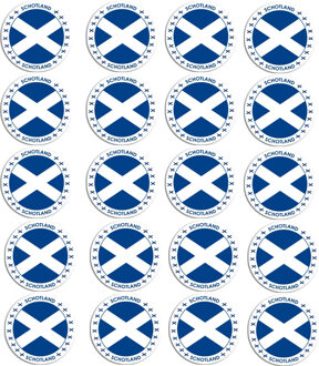 Bellatio Decorations Vlag van Schotland stickers - 20x - rond - D14,8 cm - in vlag kleuren - Landen thema