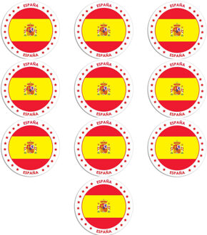 Bellatio Decorations Vlag van Spanje stickers - 10x - rond - D14,8 cm - in vlag kleuren - Landen thema