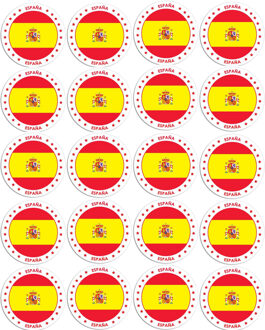 Bellatio Decorations Vlag van Spanje stickers - 20x - rond - D14,8 cm - in vlag kleuren - Landen thema