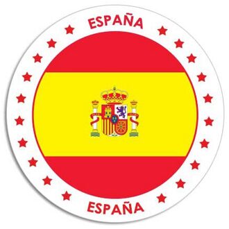 Bellatio Decorations Vlag van Spanje stickers - rond - D14,8 cm - in vlag kleuren - Landen thema Multi