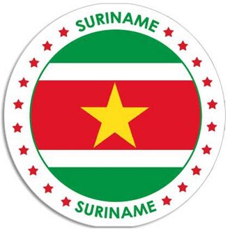 Bellatio Decorations Vlag van Suriname stickers - rond - D14,8 cm - in vlag kleuren - Landen thema
