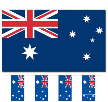 Bellatio Decorations Vlaggen versiering set - Australie - Vlag 90 x 150 cm en vlaggenlijn 4 meter
