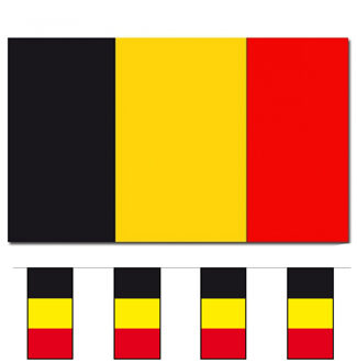 Bellatio Decorations Vlaggen versiering set - Belgie - Vlag 90 x 150 cm en vlaggenlijn 4 mete