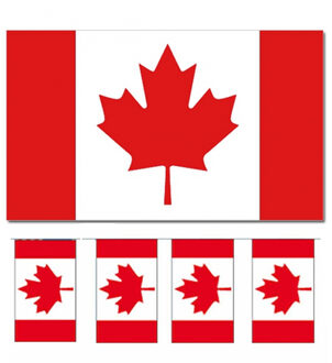 Bellatio Decorations Vlaggen versiering set - Canada - Vlag 90 x 150 cm en vlaggenlijn 4 meter