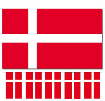 Bellatio Decorations Vlaggen versiering set - Denemarken - Vlag 90 x 150 cm en vlaggenlijn 4 meter
