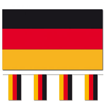 Bellatio Decorations Vlaggen versiering set - Duitsland - Vlag 90 x 150 cm en vlaggenlijn 4 meter
