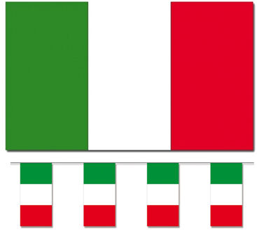 Bellatio Decorations Vlaggen versiering set - Italie - Vlag 90 x 150 cm en vlaggenlijn 4 meter