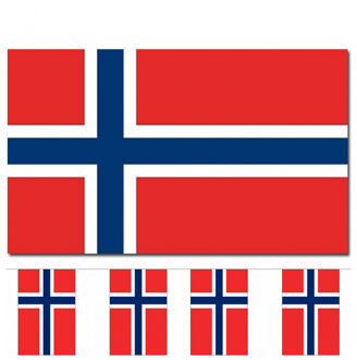 Bellatio Decorations - Vlaggen versiering set - Noorwegen - Vlag 90 x 150 cm en vlaggenlijn 9 meter