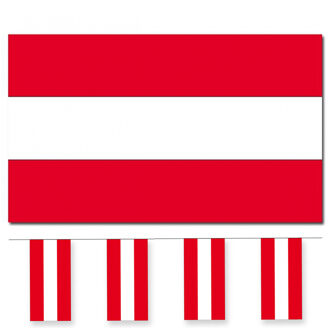 Bellatio Decorations Vlaggen versiering set - Oostenrijk - Vlag 90 x 150 cm en vlaggenlijn 4 meter