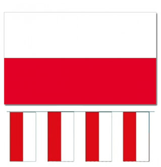 Bellatio Decorations Vlaggen versiering set - Polen - Vlag 90 x 150 cm en vlaggenlijn 4 meter