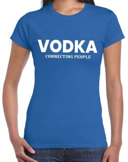 Bellatio Decorations Vodka drank tekst t-shirt blauw voor dames S