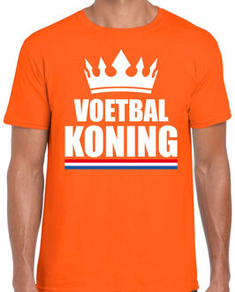 Bellatio Decorations Voetbal koning t-shirt oranje heren - Sport / hobby shirts 2XL - Feestshirts