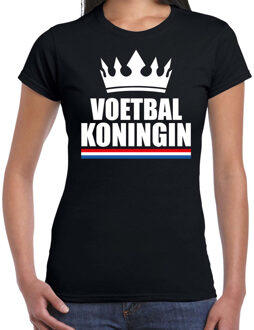 Bellatio Decorations Voetbal koningin t-shirt zwart dames - Sport / hobby shirts L