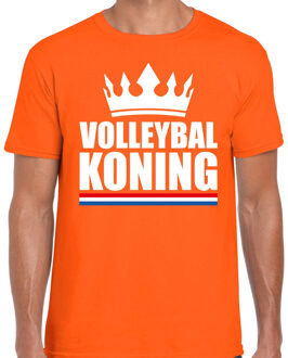 Bellatio Decorations Volleybal koning t-shirt oranje heren - Sport / hobby shirts 2XL - Feestshirts