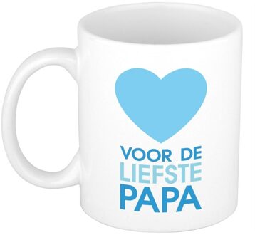 Bellatio Decorations Voor de liefste vader cadeau mok / beker voor Vaderdag 300 ml - feest mokken Blauw