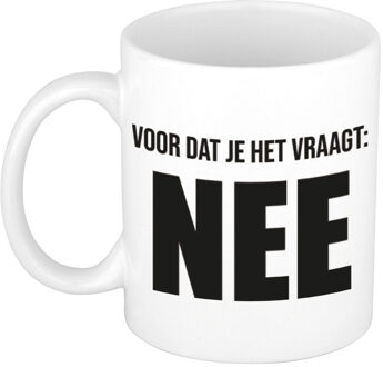 Bellatio Decorations Voordat je het vraagt NEE kantoorhumor collega mok / beker wit 300 ml - Bekers