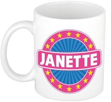 Bellatio Decorations Voornaam Janette koffie/thee mok of beker - Naam mokken Multikleur