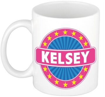 Bellatio Decorations Voornaam Kelsey koffie/thee mok of beker - Naam mokken Multikleur