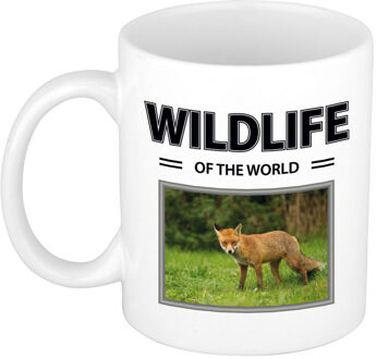 Bellatio Decorations Vos mok met dieren foto wildlife of the world Wit