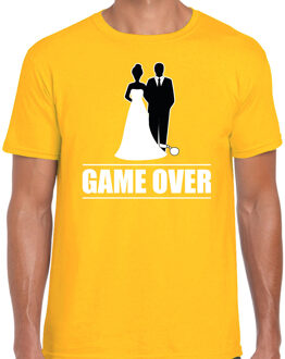 Bellatio Decorations vrijgezellen feest t-shirt heren - Game Over - geel - bachelor party/bruiloft 2XL