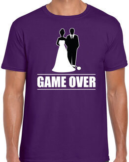 Bellatio Decorations vrijgezellen feest t-shirt heren - Game Over - paars - bachelor party/bruiloft 2XL