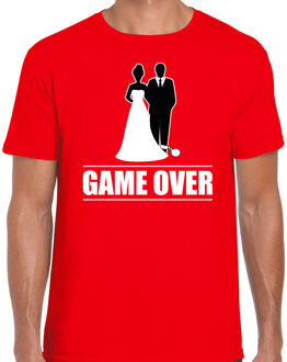 Bellatio Decorations Vrijgezellen feest t-shirt - voor heren - Game Over - rood - bachelor party/bruiloft XL